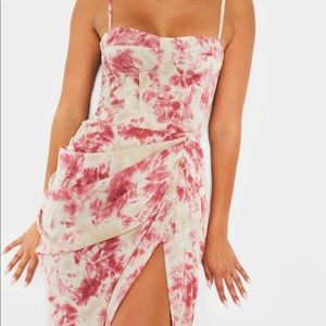 Fuchsia Tie Dye Print Structured Corset Top